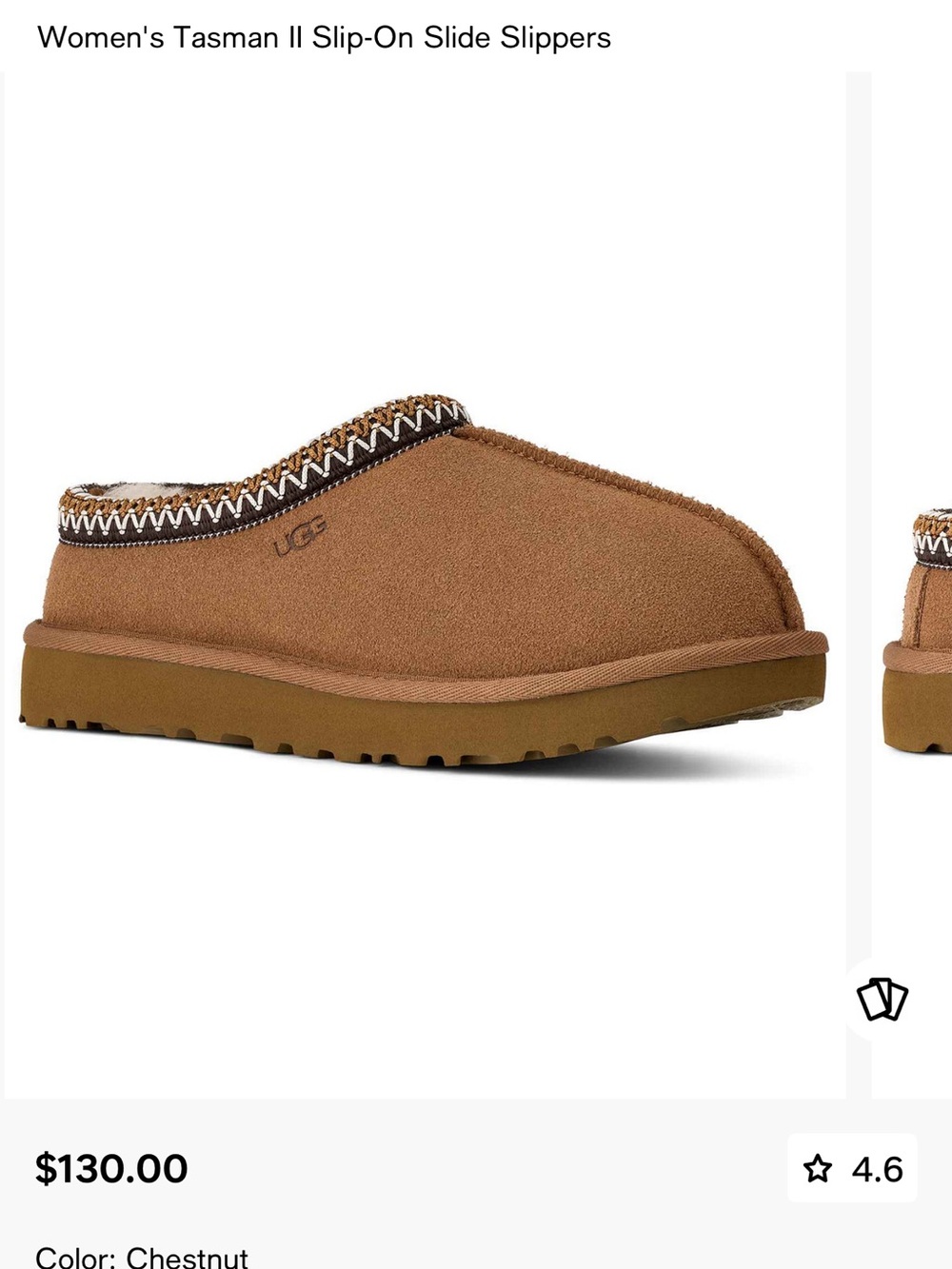 UGG Chestnut Slip-On Tasman II Suede Mules